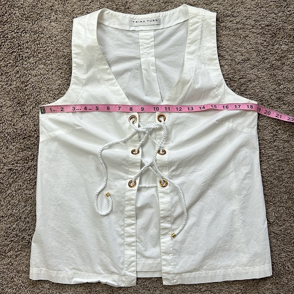 Trina Turk White Lace-Up Women's Top - Picture 5 of 10